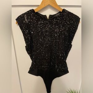 Sleeveless Sequin body suit in Black